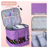 Nail Polish Organizer Case - Holds 42+ Bottles (15ml/0.5 fl.oz) and 1 Nail Lamp, Upgraded Double-layer Nail Polish Carrying Case Nail Polish Storage Bag with Handles (Purple) - Retail: $22