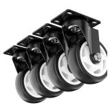 4 inch Caster Wheels Heavy Duty Swivel Casters (Set of 4) with no Brake Max Load Capacity 1200lbs - Retail: $28