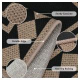 3x5 Black Checkered Area Rug, Washable Entryway Rug, Modern Diamond Door Carpet, Neutral Non-Slip Outdoor Indoor Farmhouse Rug for Living Room Kitchen Patio Bedroom - Retail: $39