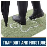 Dog Door Mat for Muddy Paws 47x24, Paw Print Design, Absorbs Moisture and Dirt, Non-Slip Washable Doormat, Quick Dry Chenille Mud Mat for Dogs, Entry Indoor Entryway Carpet, Sage Green - Retail: $33