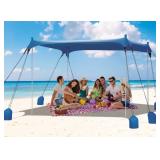 Beach Tent Sun Shelter with 8 Sandbags, UPF50+ Protection & Windproof Pop Up Beach Canopy Tent Sun Shade for Family, Travel & Camping, Easy Setup Canopy Umbrella - Retail: $90