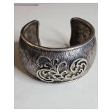Silpada .925 Sterling Silver Wide Cuff Bracelet with Scroll Design 51g