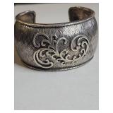 Silpada .925 Sterling Silver Wide Cuff Bracelet with Scroll Design 51g