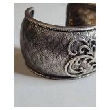 Silpada .925 Sterling Silver Wide Cuff Bracelet with Scroll Design 51g
