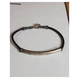 Silpada .925 Sterling Silver and Leather Bar Bracelet 10.49g