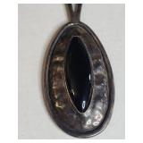 Sterling Silver Black Onyx Oval Pendant 22.49g