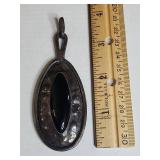 Sterling Silver Black Onyx Oval Pendant 22.49g