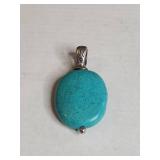 Turquoise Oval Sterling Silver Pendant