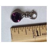 Silpada .925 Sterling Silver Purple Crystal Charm