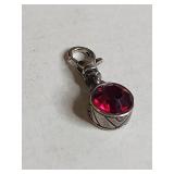 Silpada .925 Sterling Silver Red Crystal Charm