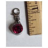 Silpada .925 Sterling Silver Red Crystal Charm
