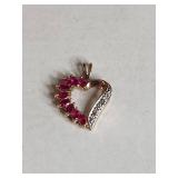 Ross Simons Sterling Silver Gold Plated Diamond And Ruby Pendant