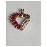 Ross Simons Sterling Silver Gold Plated Diamond And Ruby Pendant