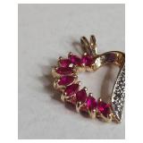 Ross Simons Sterling Silver Gold Plated Diamond And Ruby Pendant