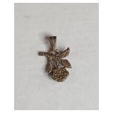 Textured .925 Rose with Leaf Pendant 2.5g