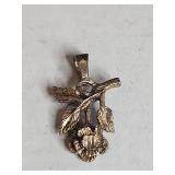 Textured .925 Rose with Leaf Pendant 2.5g
