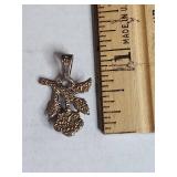 Textured .925 Rose with Leaf Pendant 2.5g