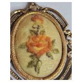 Frosted Rose Pendant in Gold-Tone Frame
