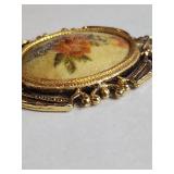 Frosted Rose Pendant in Gold-Tone Frame