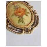 Frosted Rose Pendant in Gold-Tone Frame