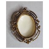 Frosted Rose Pendant in Gold-Tone Frame