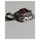 Silpada .925 Sterling Silver Baltic Amber Pendant 10g