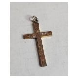 12K Gold Filled Etched Cross Pendant