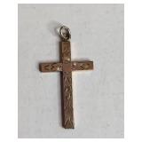 12K Gold Filled Etched Cross Pendant
