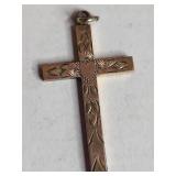 12K Gold Filled Etched Cross Pendant