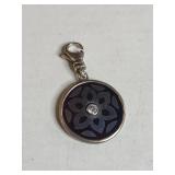Silpada .925 Sterling Silver Cubic Zirconia Black Floral Disc Charm