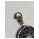 Silpada .925 Sterling Silver Cubic Zirconia Black Floral Disc Charm