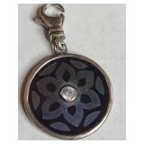 Silpada .925 Sterling Silver Cubic Zirconia Black Floral Disc Charm