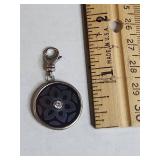 Silpada .925 Sterling Silver Cubic Zirconia Black Floral Disc Charm