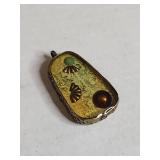 Retired Silpada Mixed Metal Turquoise Pearl Shadowbox Pendant