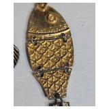 Ocean Theme Jewelry Set - Articulated Fish and Pearl Shell Pendants