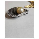 Ocean Theme Jewelry Set - Articulated Fish and Pearl Shell Pendants