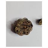 Black Rhinestone and Gold Filigree Jewelry Set