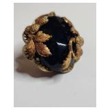 Black Rhinestone and Gold Filigree Jewelry Set