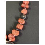 Silpada .925 Coral and Silver Circle Pendant Necklace Retired