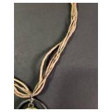 Southwestern Turquoise Pendant Necklace with Leather Cord