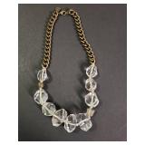 Silpada Clear Bead and Brass Chain Statement Necklace