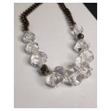 Silpada Clear Bead and Brass Chain Statement Necklace