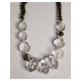 Silpada Clear Bead and Brass Chain Statement Necklace