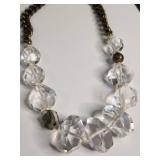Silpada Clear Bead and Brass Chain Statement Necklace