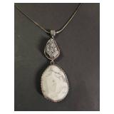 Silpada .925 White Howlite and Crystal Double Drop Pendant Necklace