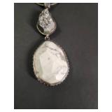 Silpada .925 White Howlite and Crystal Double Drop Pendant Necklace