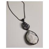 Silpada .925 White Howlite and Crystal Double Drop Pendant Necklace