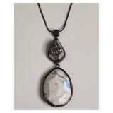 Silpada .925 White Howlite and Crystal Double Drop Pendant Necklace