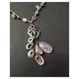 Silpada Amethyst and Silver Charm Necklace