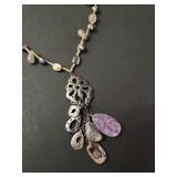 Silpada Amethyst and Silver Charm Necklace
